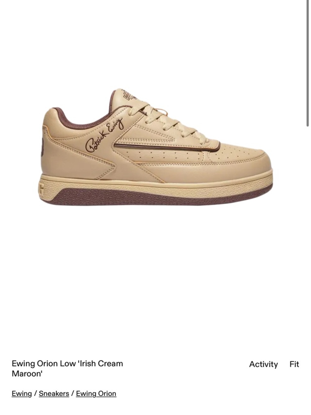 Ewing Orion Low 'Irish Cream' Maroon Sneakers